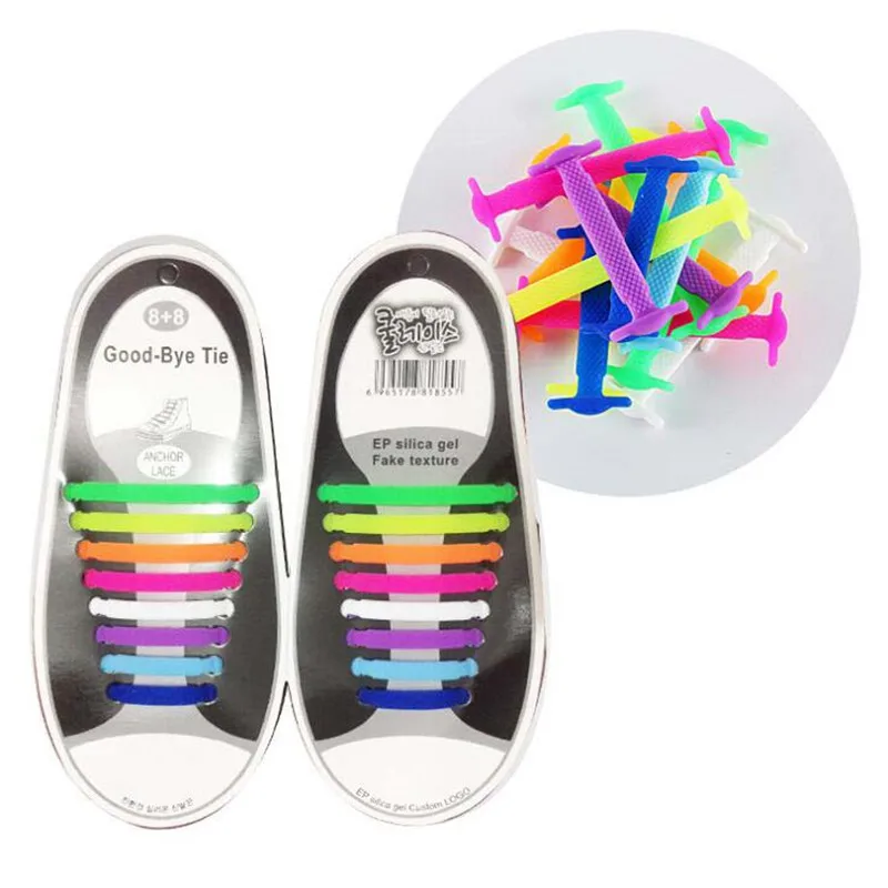MULTICOLOR 16 шт./лот аксессуары для обуви эластичные силиконовые шнурки эластичные шнурки креативные ленивые силиконовые шнурки без завязок резиновые шнурки унисекс - Цвет: MULTICOLOR