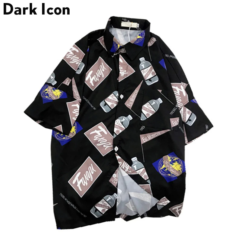 Мужские рубашки в стиле ретро Dark Icon с отложным воротником хип хоп мужские