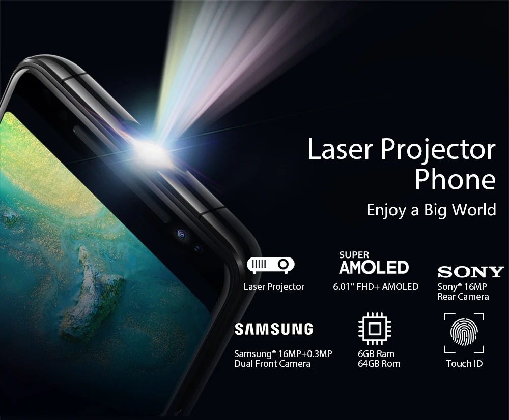 Blackview MAX 1 мини проектор портативный домашний кинотеатр MT6763T Android 8 мобильный
