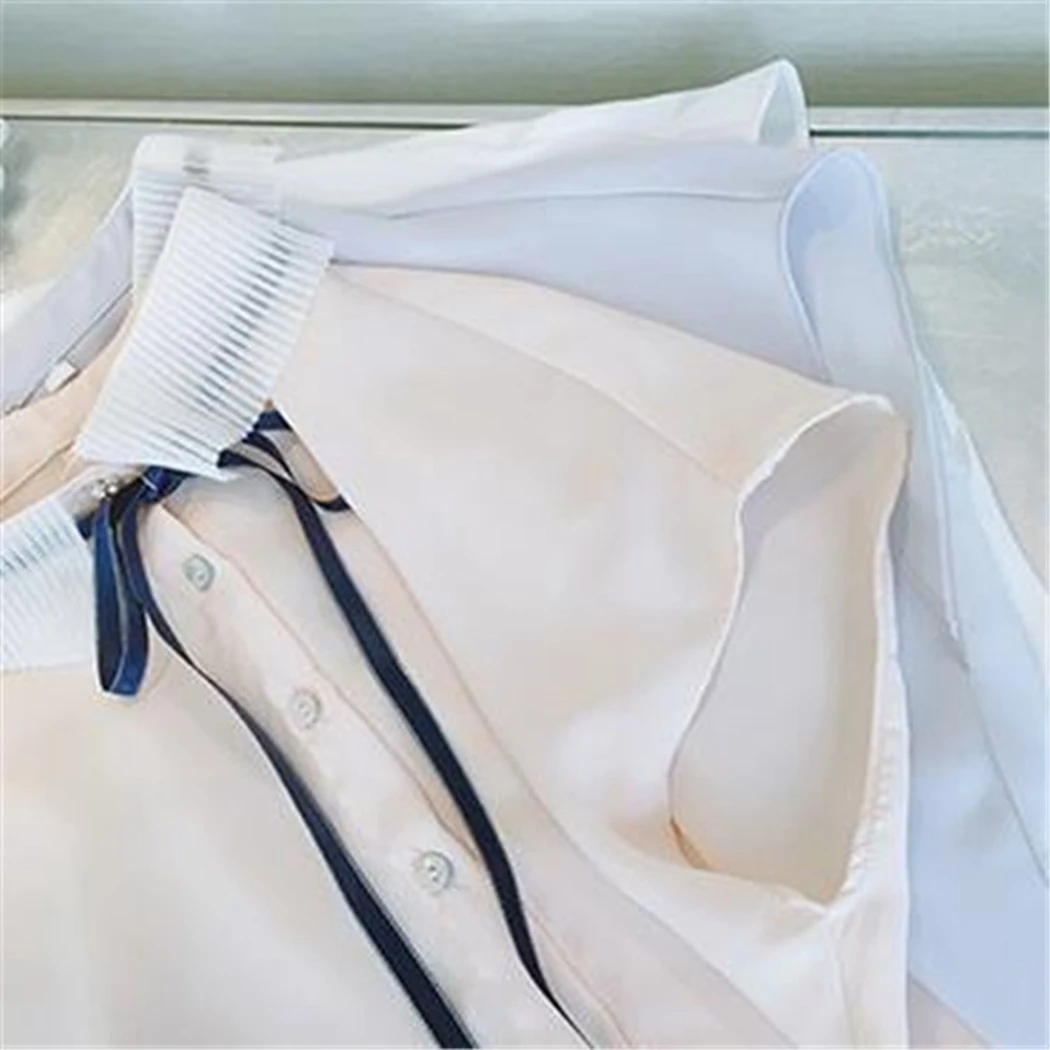 Женская шифоновая блузка в Корейском стиле с кружевным галстуком бабочкой