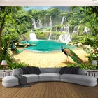 Настенная 3D картина на заказ, фрески с изображением природы, водопадов, павлинов, для гостиной, телевизора, дивана