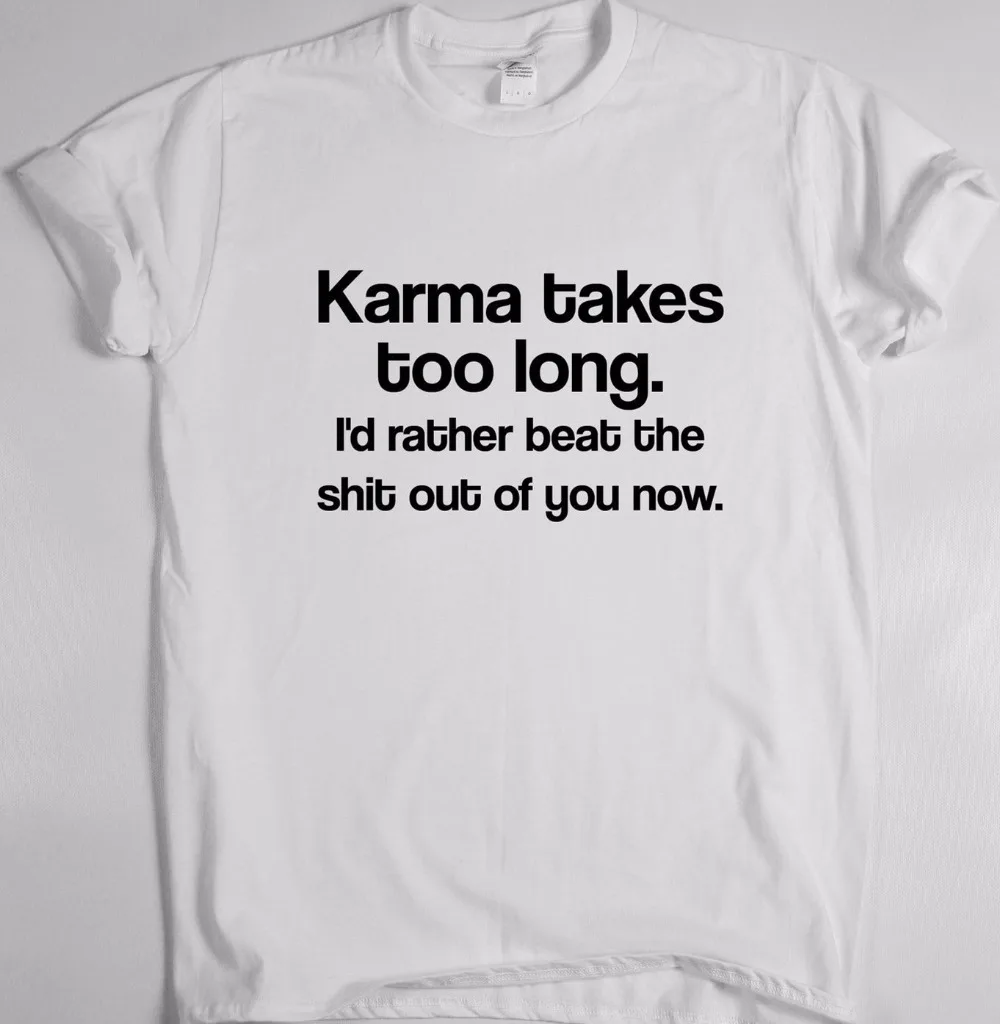 Женская Карма может занять время Потрясающая смешная футболка humor tee vine крутой