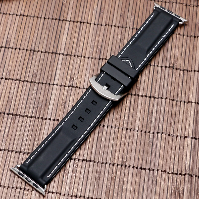 42 мм водонепроницаемый белый/красный сменный резиновый мягкий черный