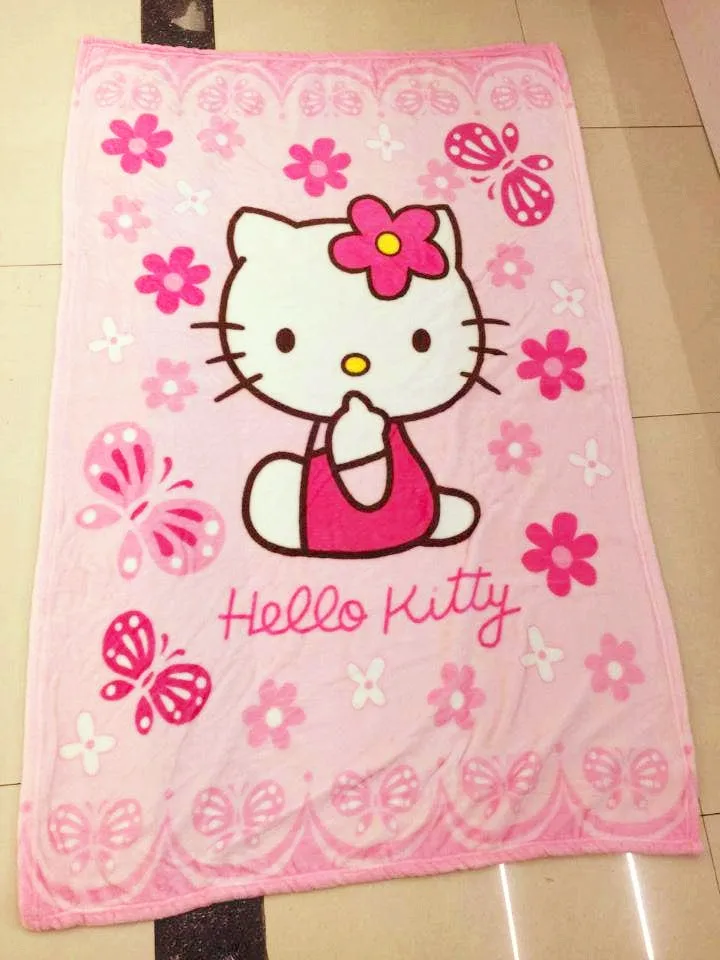 100x140 см, розовое Флисовое одеяло с рисунком «hello kitty» для маленьких детей, супер мягкое Коралловое одеяло, плюшевое полотенце, покрывало для сна, постельные принадлежности