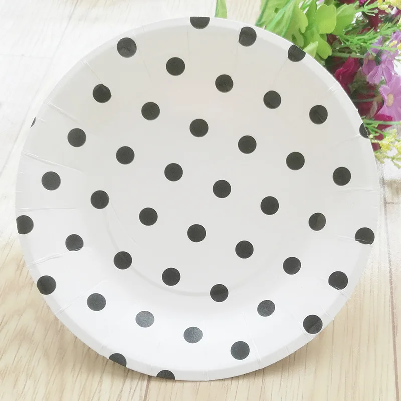 12 шт красочные Polkadots вечерние бумажные тарелки для торта Одноразовые Круглые