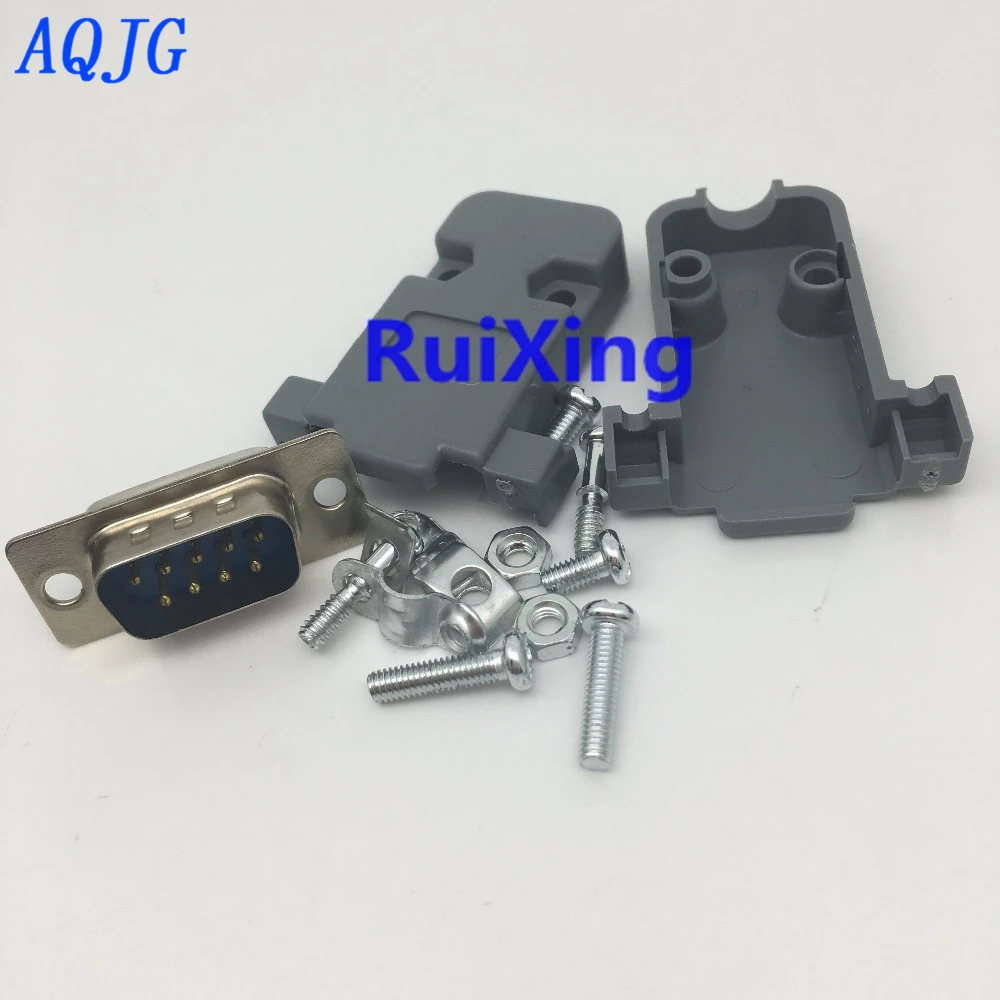 10Set RS232 serial port connector DB9 Male socket Plug 9 Pin copper COM adapter Plastic Case DIY HY225*10 AQJG | Обустройство дома