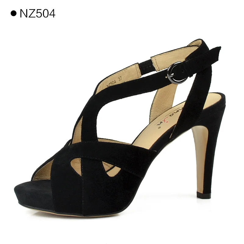 NZ504 Black Donna-in/распродажа; летние женские босоножки на танкетке; обувь с открытым носком; женские босоножки из натуральной кожи на высоком каблуке - Цвет: NZ504 Black
