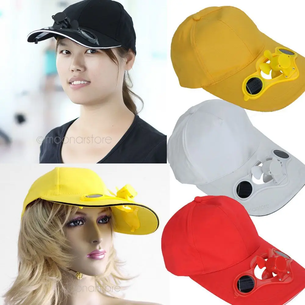 Black Solar Power Hat Cap with Cooling Fan for Outdoor Golf Baseball Retail&Wholesale M*HM357#S12