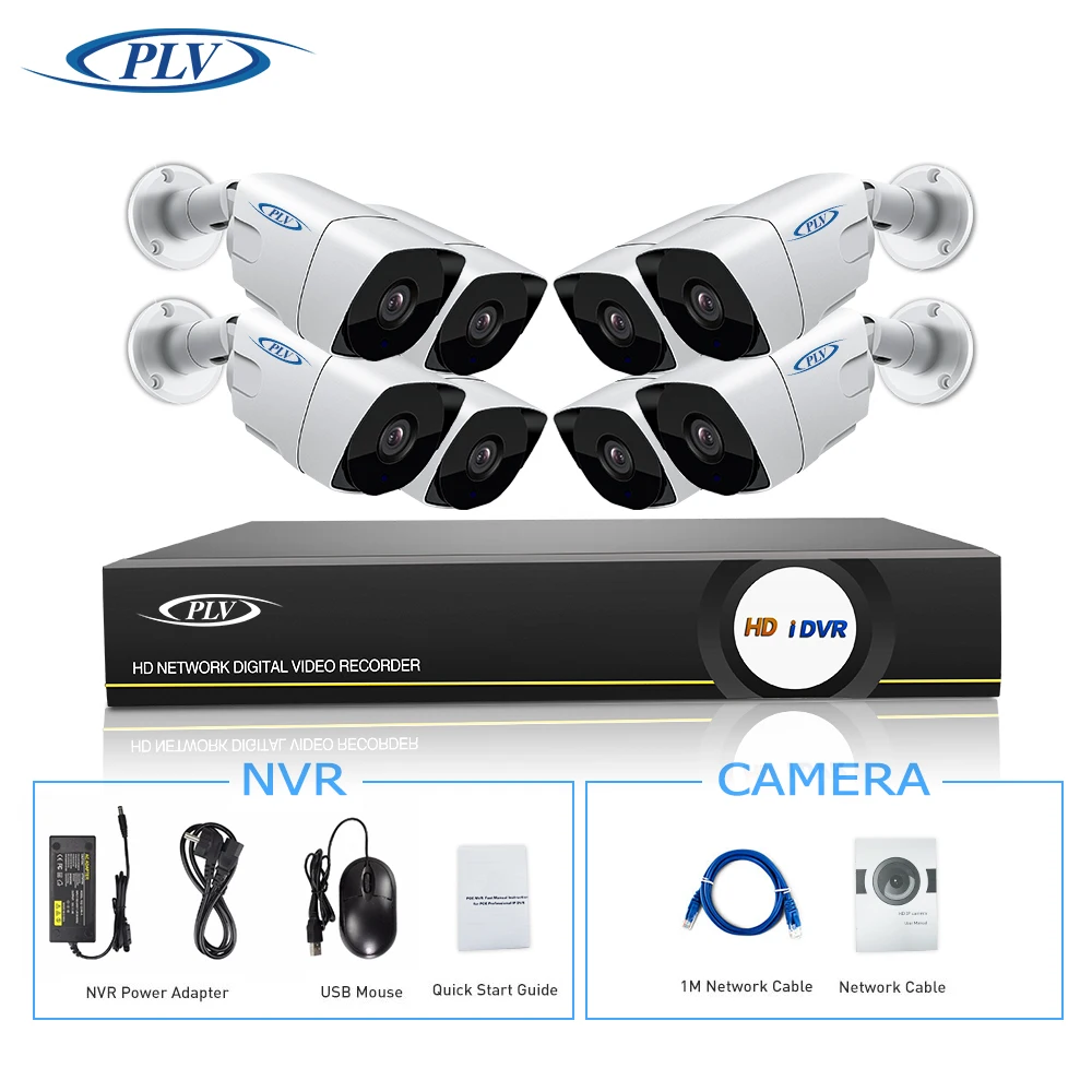 PLV 8ch безопасности Камера Системы 1080 P H.265 POE IP открытый 4MP PoE NVR Plug and Play умный дом