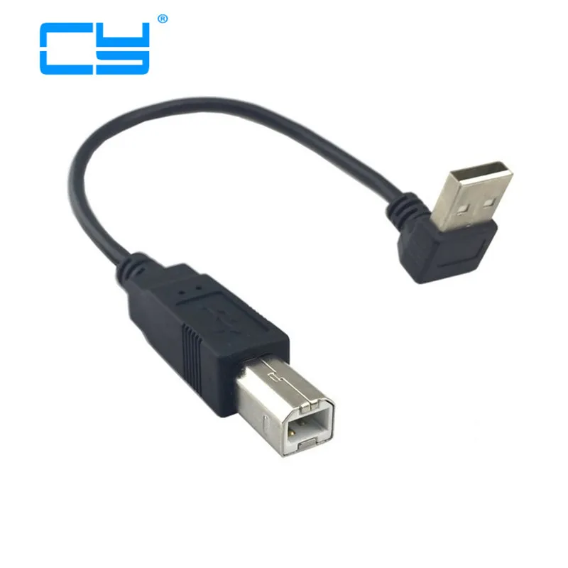 

2 шт. под углом 90 градусов, USB 2,0 типа «штырь-B», стандартный Мужской кабель для принтера, сканера, жесткого диска, 20 см