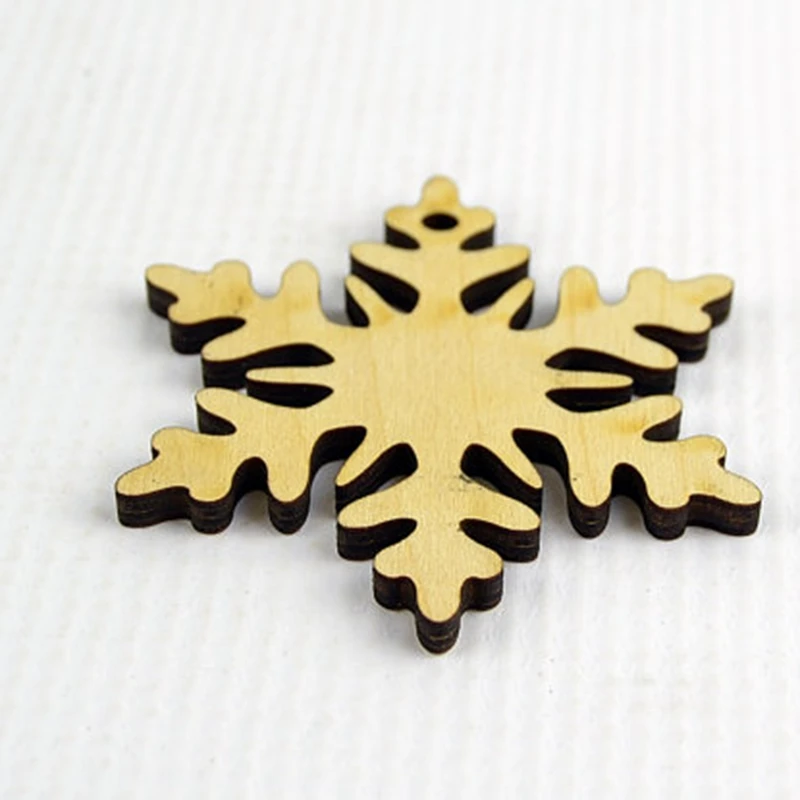 

50x cheap christmas snowflake ornaments wood christmas set