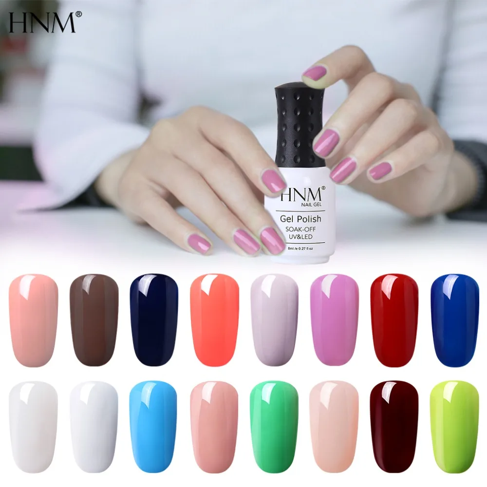 HNM Одношаговая 8 мл гель-лак для ногтей, изображение геля, долговечный светодиодный светильник, эмаль для штамповки 30 классических сплошных цветов.