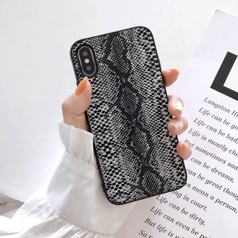 Винтажный чехол для телефона из змеиной кожи для iphone XS Max, Матовый Мягкий ТПУ чехол для iphone 11 11pro max X XR XS 6 6s 7 8 plus, задняя крышка