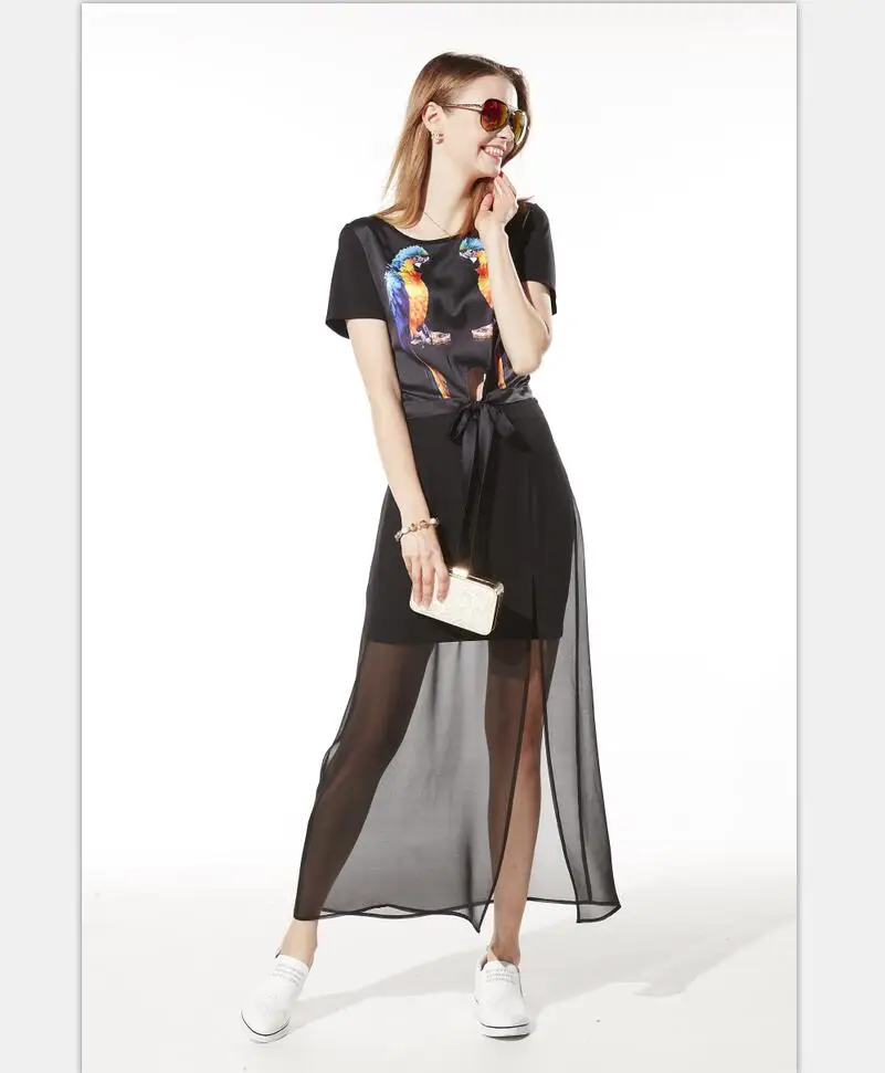 2016 Воме Лето Шифон Леди мода свободные платье комфортно Элегантный Высокое