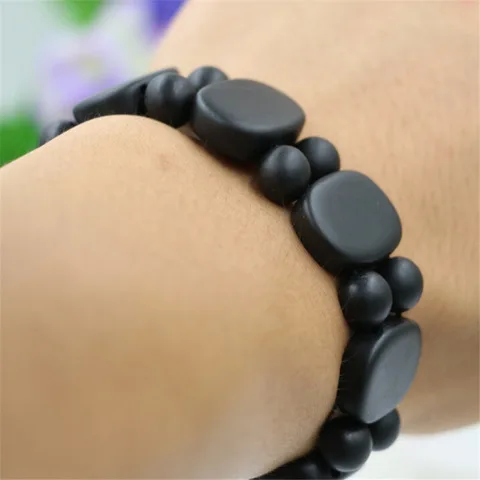 Высокое качество Черный синбин Бианки камень резной каменный браслеты из