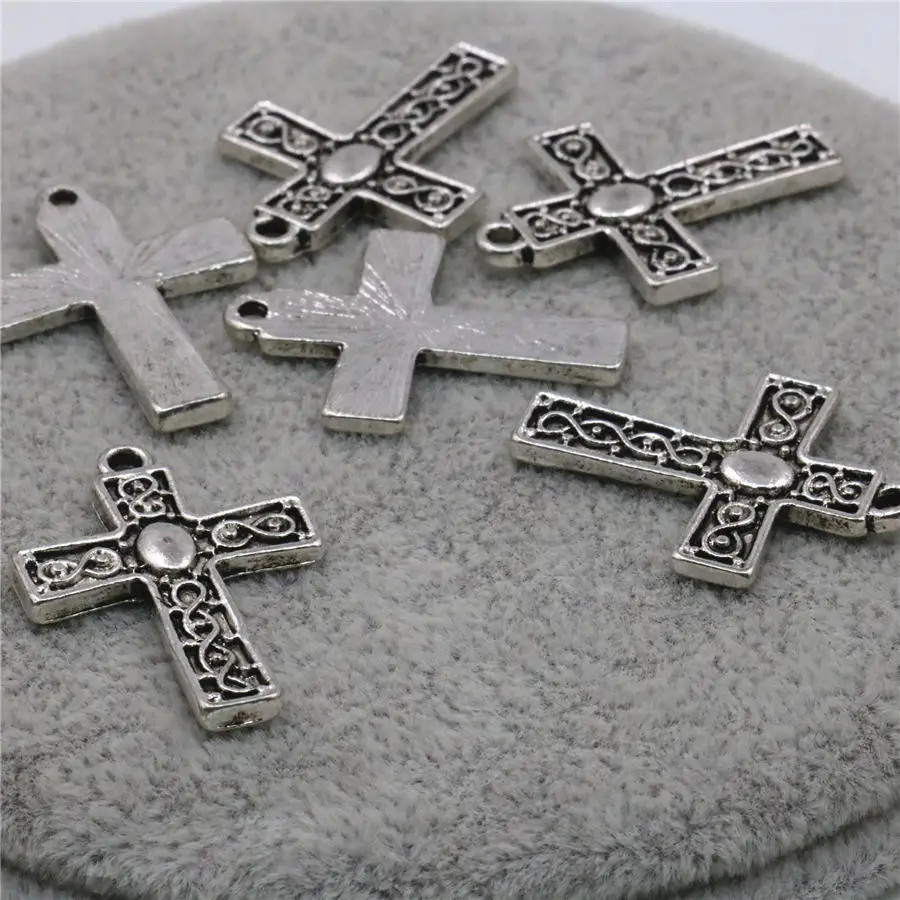 

10PCS Accessories Jewelry Making Design Copper Metal Lucky Cross Kaddish DIY Loose Finding Pendant Necklace Girl Women 22x18mm