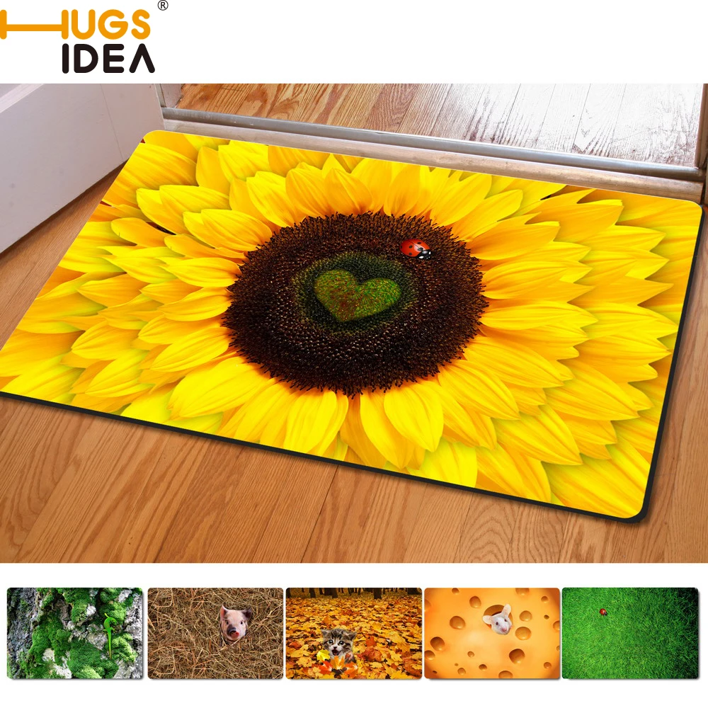 Желтый Цветочный дизайнерский напольный ковер HUGSIDEA домашние Нескользящие ковры