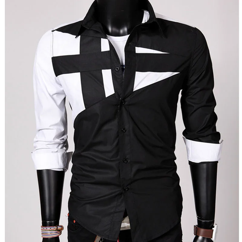 Высокое качество 2020 модные весенние мужские Сращивание мужская рубашка с