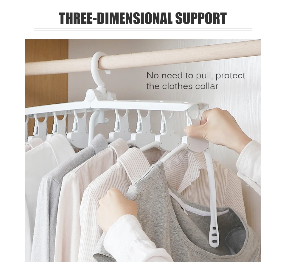 Multifunctional Plastic Foldable Clothes Hanger Save Space Laundry Drying Racks Wardrobe Closet Storage Organizer Clothes Hanger