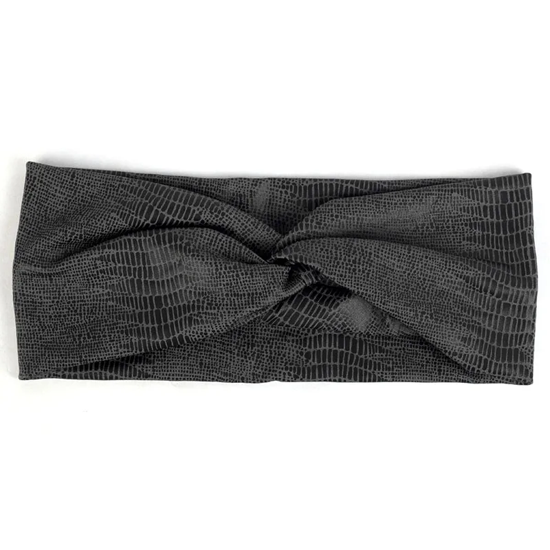 006 Dark gray Новая женская мода Boho с узором «крокодиловая кожа», плоская резинка, хлопковые эластичные повязки для волос, Женские аксессуары, тюрбан - Цвет: 006 Dark gray