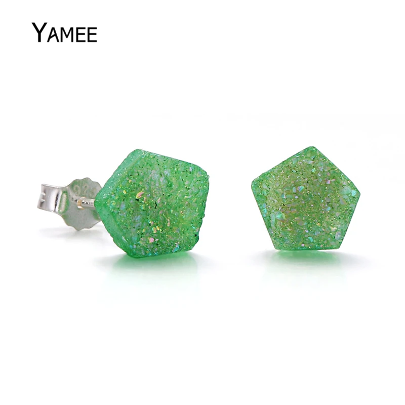 Свежие милые серьги гвоздики нерегулярные зеленый/синий/розовый красный Друза