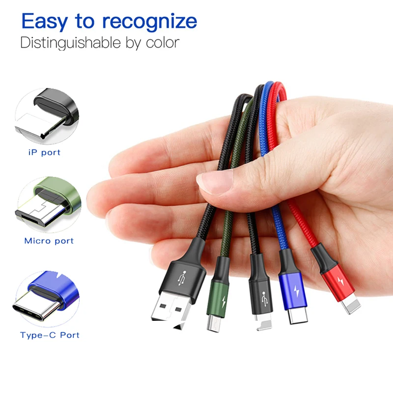 Baseus 4 в 1 USB кабель мульти зарядное устройство кабель для iPhone Xs Max XR 8 7 samsung Galaxy S9 S8 для Micro usb type C зарядное устройство Шнур для передачи данных