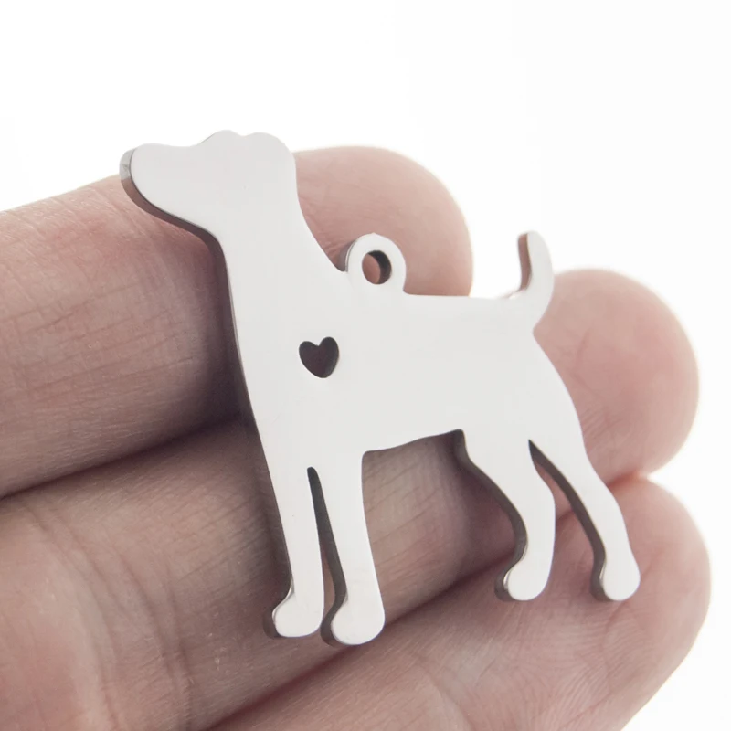 Simsimi Stainless steel love beagle dog pendant small charms name heart tags blank pet both sides mirror polished 10pcs | Украшения и