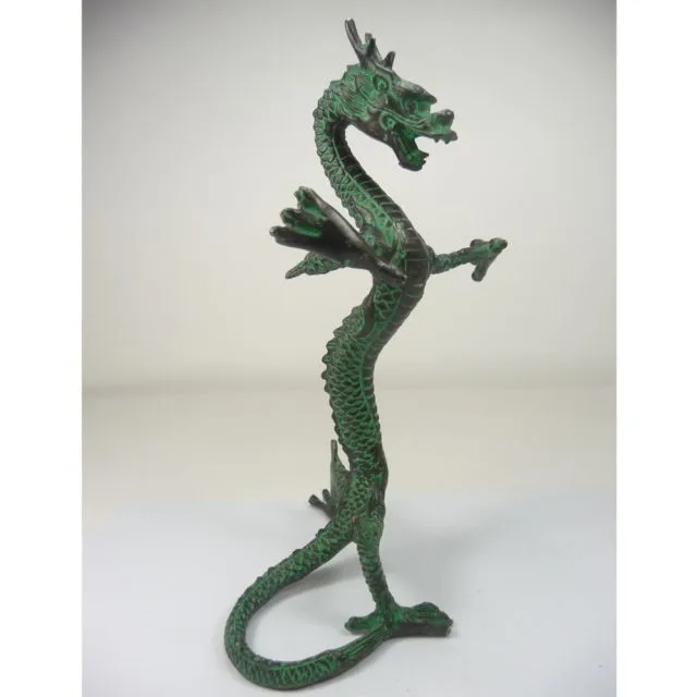 

Декоративная латунная фабрика из чистой латуни, античная Изысканная китайская коллекция ручной работы, латунная резная статуя дракона с подставкой
