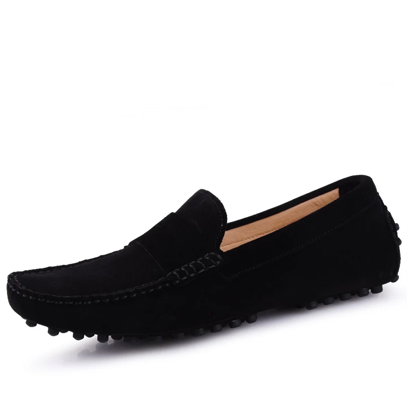 Мужские лоферы из коровьей замши без застежек повседневная обувь для езды в