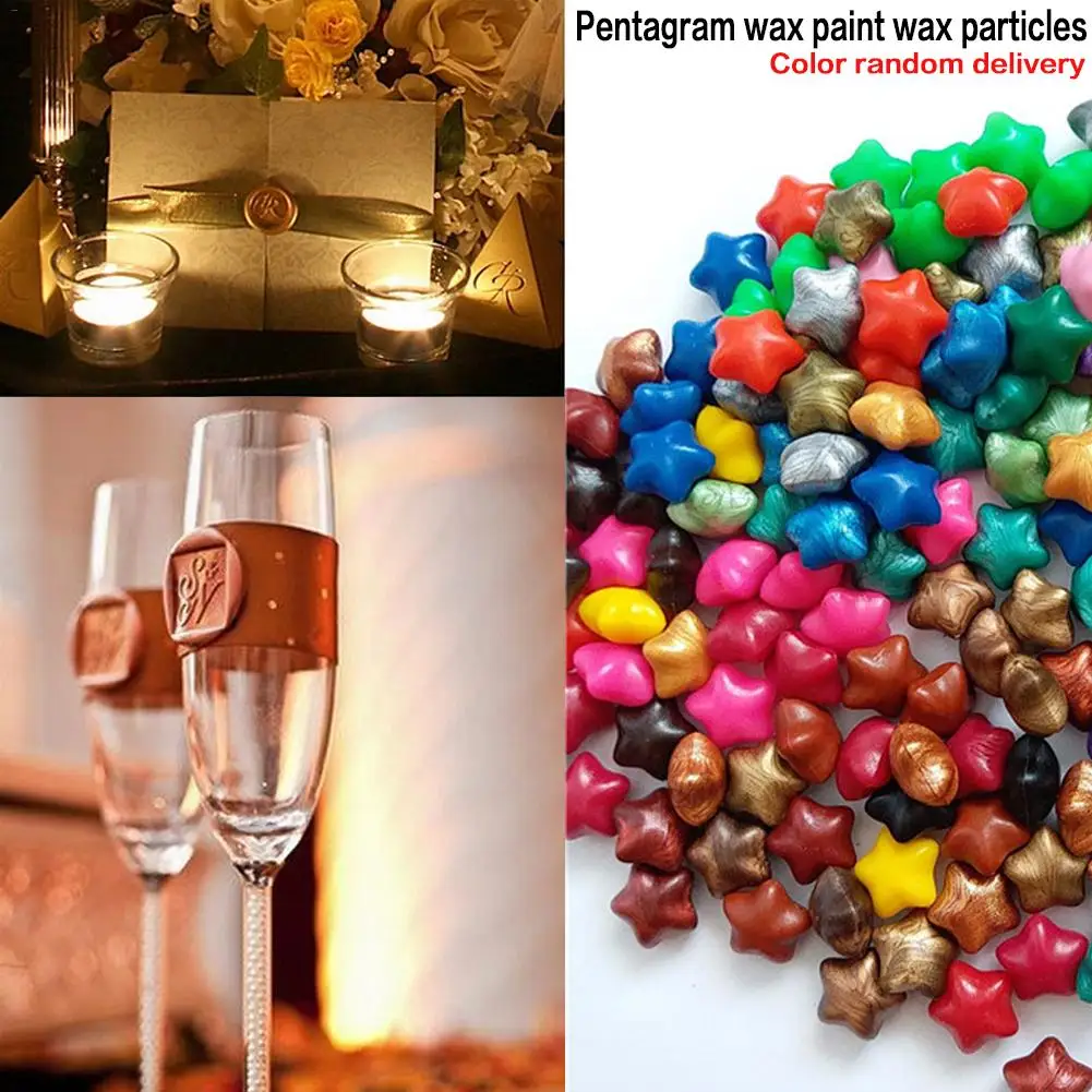 100pcs Five-point Star Vintage Wax Paint Sealing Granule DIY Gift Box Sealing Wax Envelope Greeting Card Pentagram Wax Paint