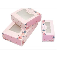 20pcs gift paper box with window for wedding kids rose kraft paper box cake food packaging sweety candy cookies supplier