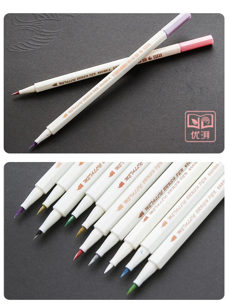 

STA metallic gold fine point indelible marker pen water based colorful permanent silver paint art markers for black paper glass