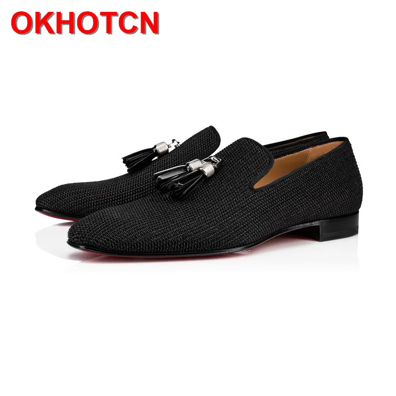 

Fringe Knitting Bordered Mens Oxfords Big Size 46 Square Toe Men Leather Dress Shoes Slip On New Autumn Sapato Social Masculino