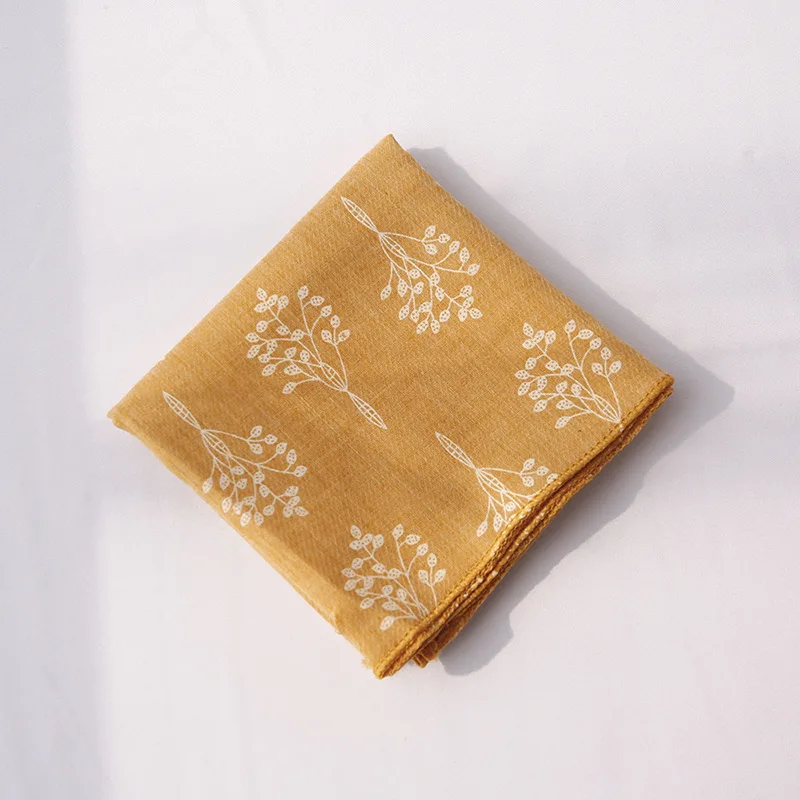 yellow Yishine 42x42 см, 5 цветов, для детей, деревья, передник, очищенный хлопок, треугольная повязка на голову, для женщин, девочек, шарф, шаль, полотенце для рук - Цвет: yellow