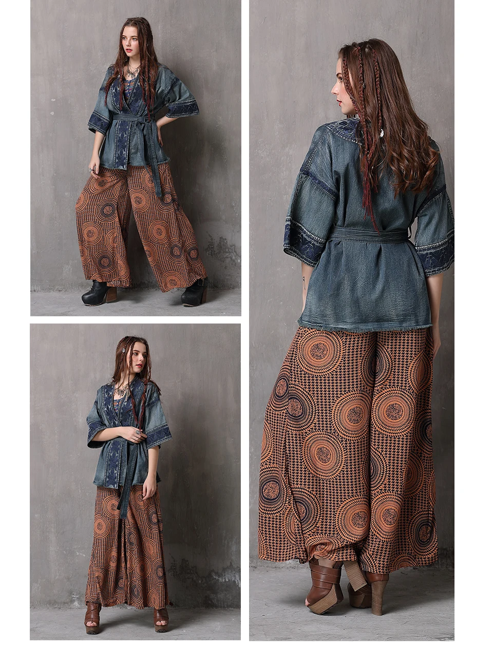 Джинсовая куртка для женщин Yuzi. мая Boho новое пальто женское с v-образным вырезом и коротким рукавом Цветочная вышивка с поясом Casaco Feminino B9257