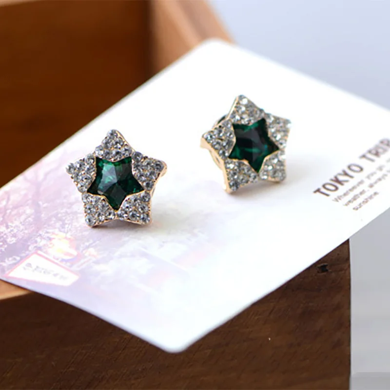 Двойные серьги гвоздики со звёздочками золото Цвет полный кубического циркония