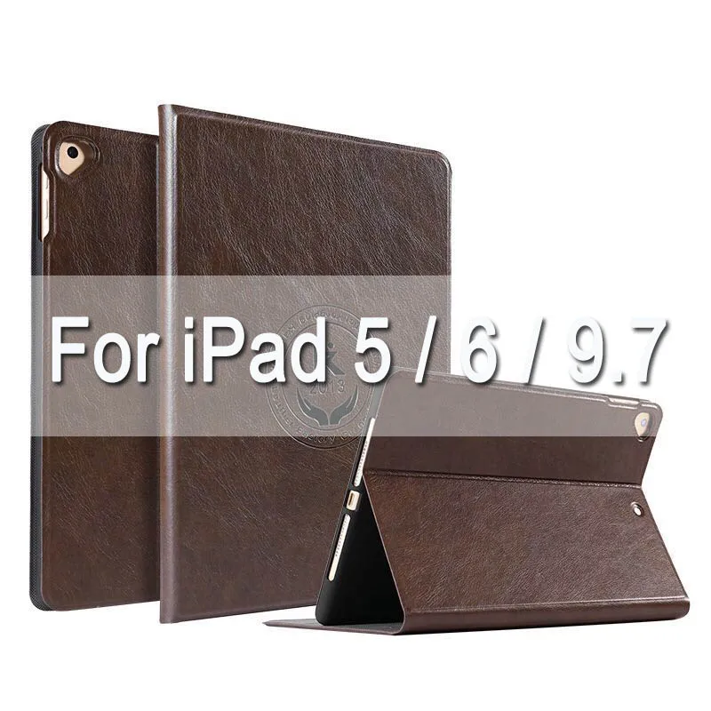 For ipad 5 6 9.7 Мягкая задняя крышка из искусственной кожи роскошные Бизнес Чехол-книжка Автоматический будильник Смарт Обложка для iPad mini 123 4 5 и iPad 2/3/4, для нового iPad 9,7 дюймов MacBook Air - Цвет: For ipad 5 6 9.7