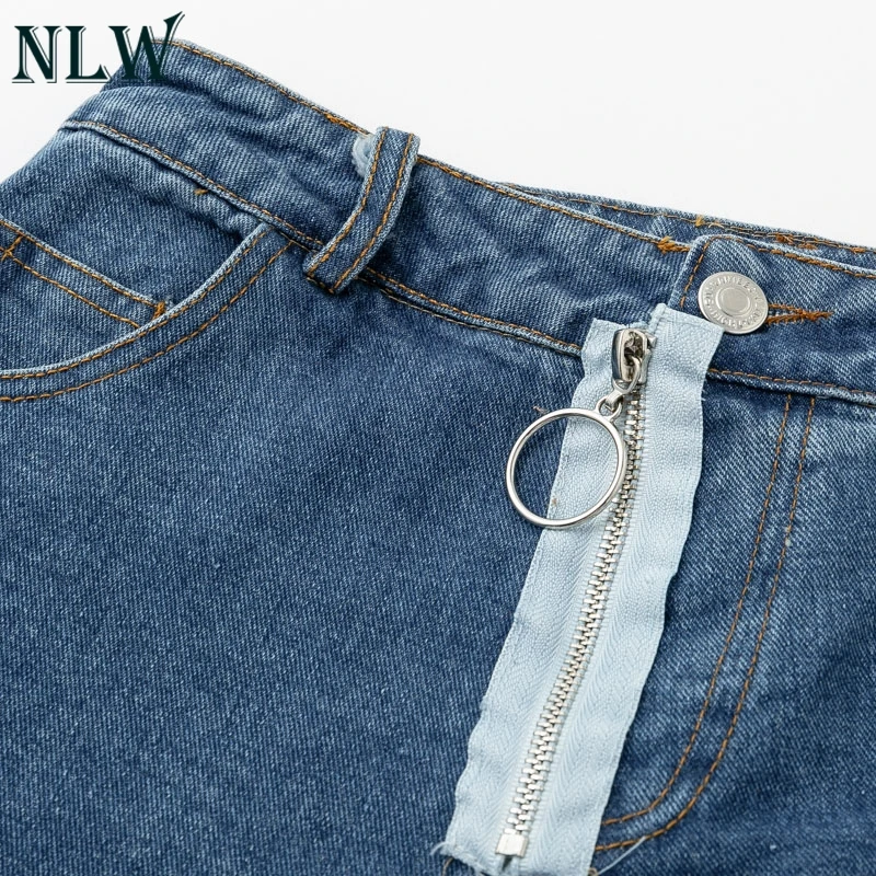 NLW Лето 2019 г. Мода Высокая талия синие джинсы для женщин юбка женская обычная