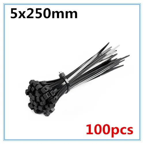 5mm x 250mm 100 шт 5X150/200/250/300/350/400 мм белый черный молоко кабель провод кабельные стяжки самоблокирующиеся Нейлоновые кабельные стяжки - Цвет: 5mm x 250mm