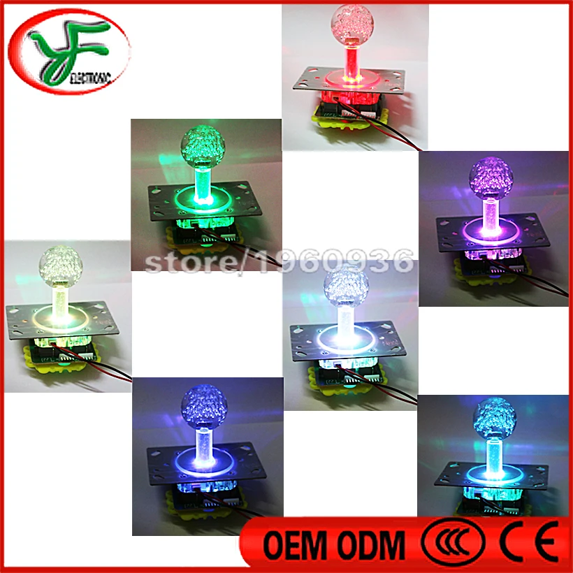 

4pcs 4/8way LED Joystick with Crystal Babble ball top 7colors flashing Illuminated LED fish game /arcade jamma game Joystick