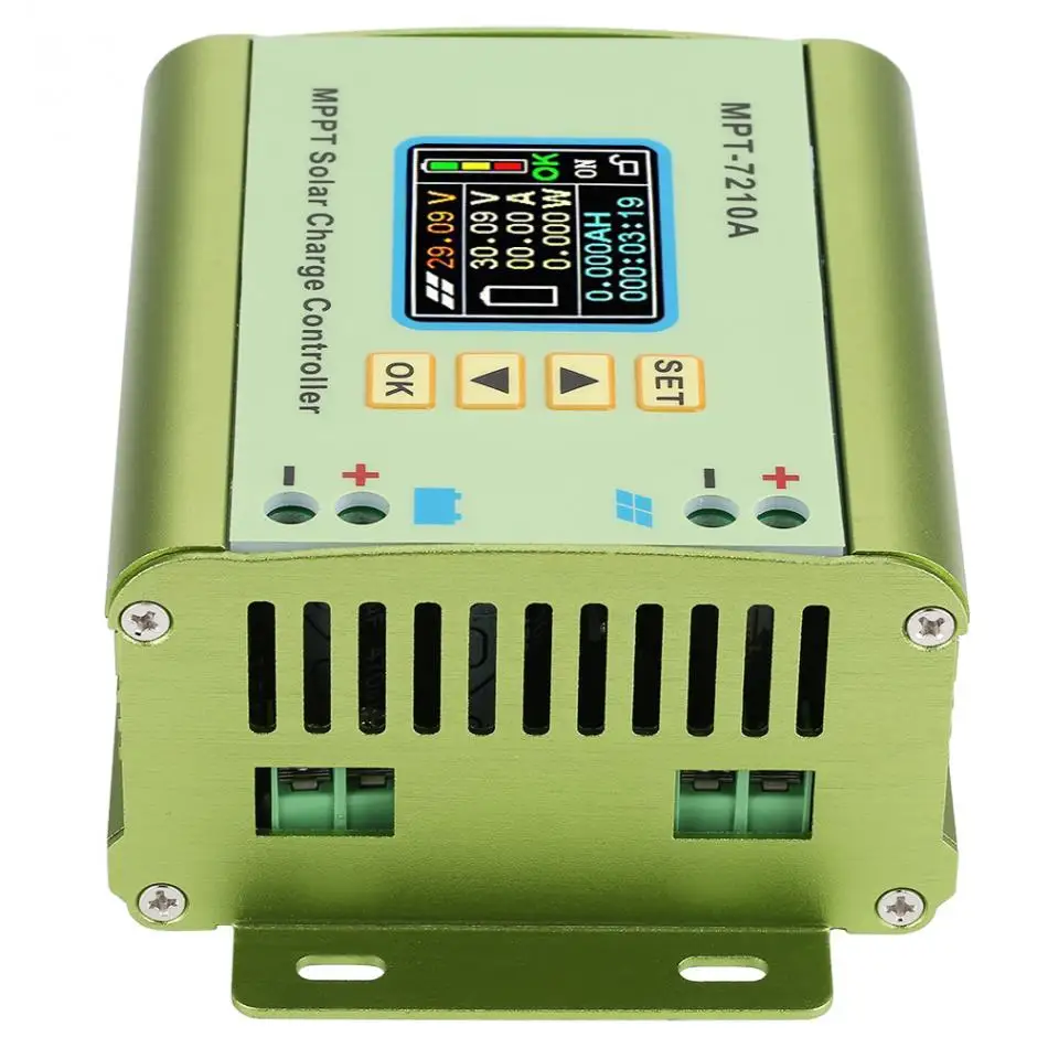 MPT-7210A lcd MPPT солнечная панель контроллер заряда алюминиевый сплав для литиевой батареи 24 В/36 В/48 В/60 в/72 в батарейный блок