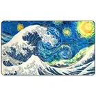 Волшебный игровой коврик для карточных игр: комбинированный Звездная ночь с большой волной в канагаве, размер 60x35 см (24x14 дюймов)
