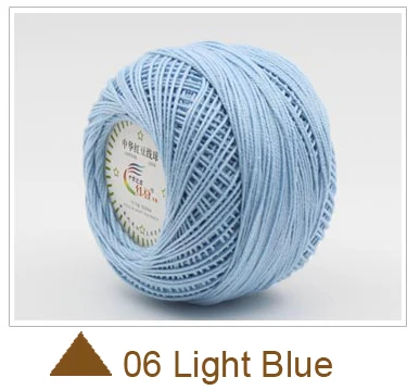 06 Light Blue 360 г хлопок, кружевная пряжа толщиной 1 мм для вязания, для детской кожи, 8 шариков, доступны различные цвета - Цвет: 06 Light Blue