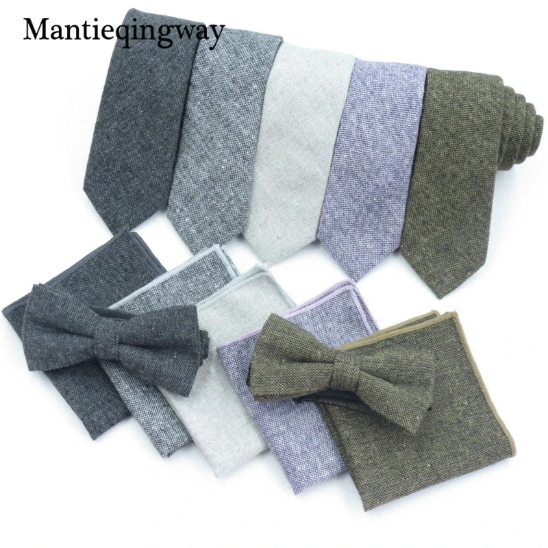 Mantieqingway модный мужской шерстяной + галстук из полиэстера галстук-бабочка платок
