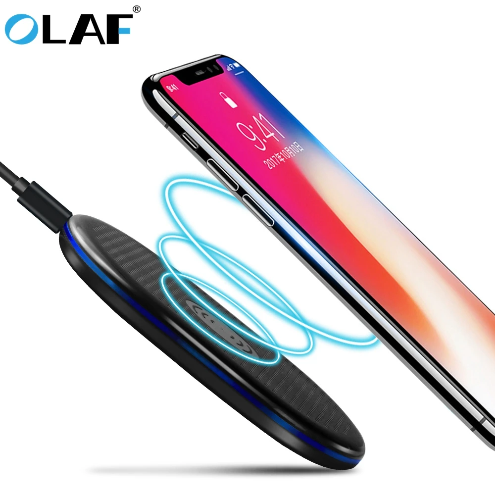 Олаф QI Беспроводной Зарядное устройство для iPhone 7 8 плюс X быстро зарядного
