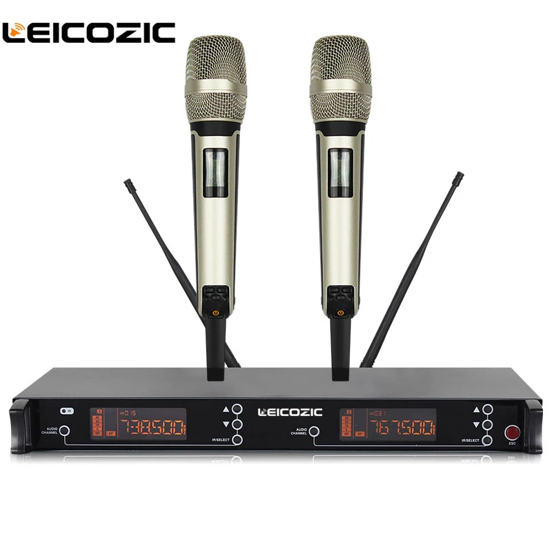 handheld Leicozic 615-655 МГц микрофон профессиональный lc39 двухканальный УВЧ беспроводной микрофон ручной сценический микрофонный беспроводной караоке - Цвет: handheld