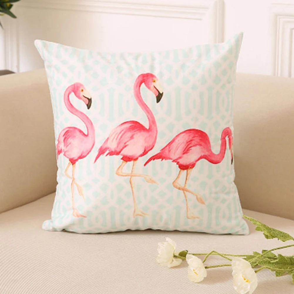 Flamingo Cushion Cover 45*45cm Throw Pillowcase Sofa Bed Home Decor Square Decorative | Дом и сад