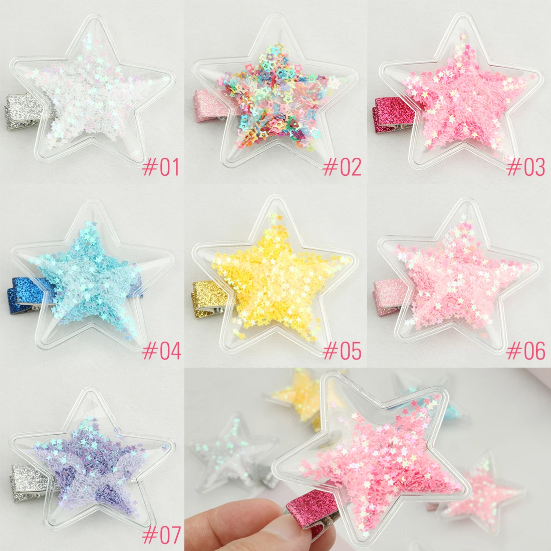 XIMA 7 шт./лот блестящая Звезда заколка для волос зыбучие пески младенцев заколки