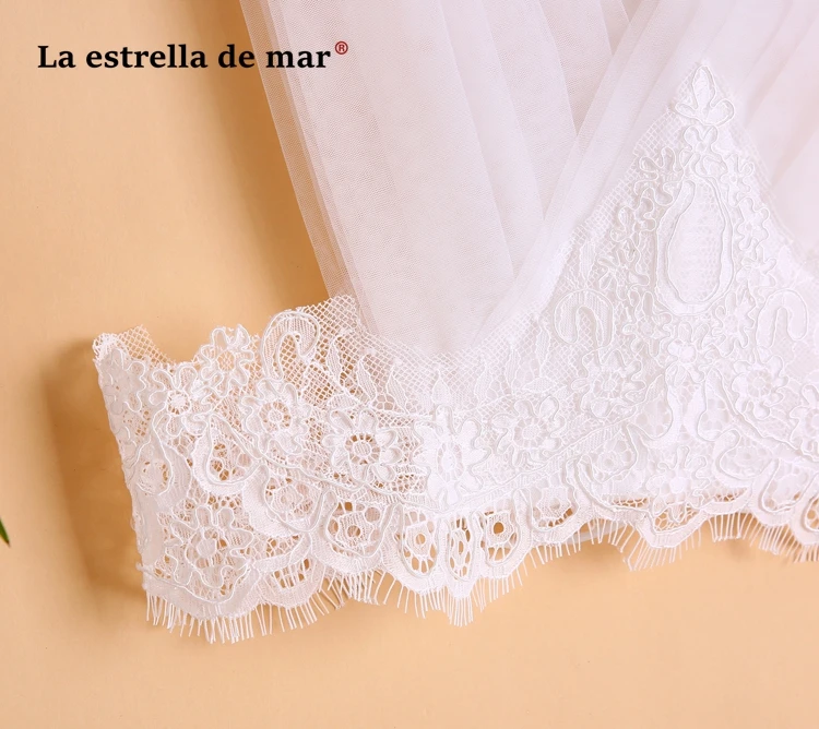 La estrella de mar Свадебная накидка Тюль Кружево sexy V средства ухода за кожей шеи Высокая талия Scoop свадебное болеро дешевые белы