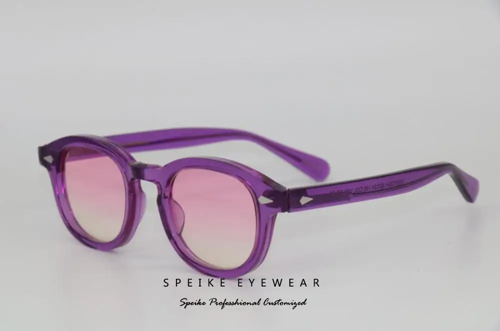 Purple frame SPEIKE, индивидуальные винтажные градиентные розовые линзы, солнцезащитные очки, Джони Депп, лемтош стиль, ретро очки, могут быть близорукими, солнцезащитные очки - Цвет линз: Purple frame